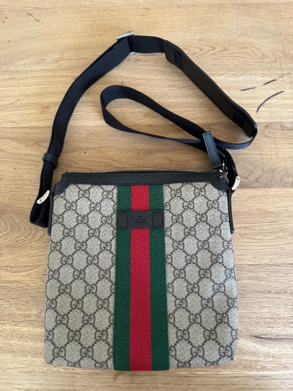 Gucci GG Supreme Monogram Web Messenger Bag
